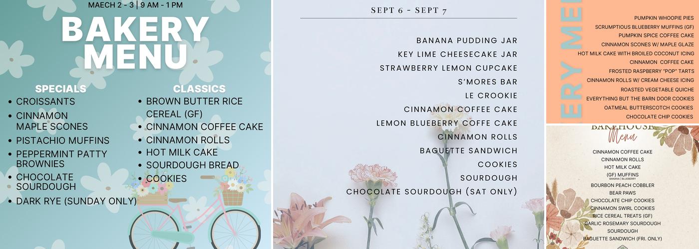 White Barn Bakehouse Menu