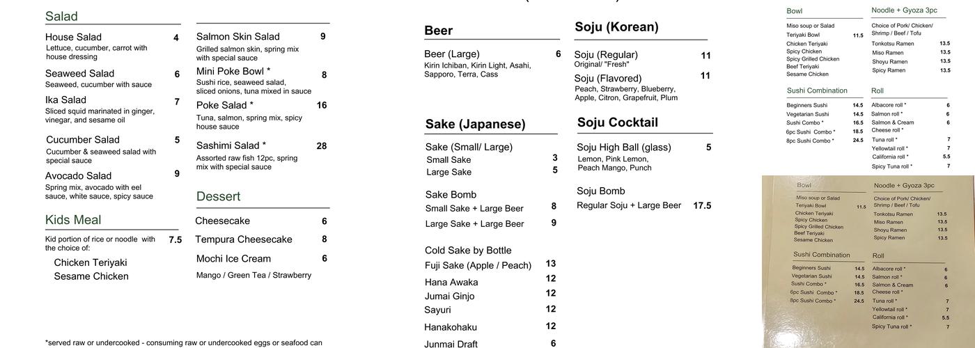Sushi Michi Menu