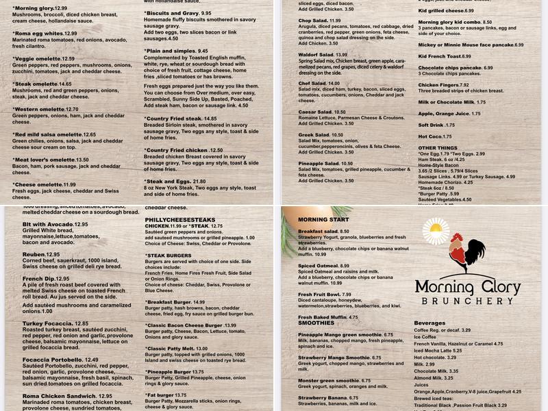 Morning glory Brunchery Menu