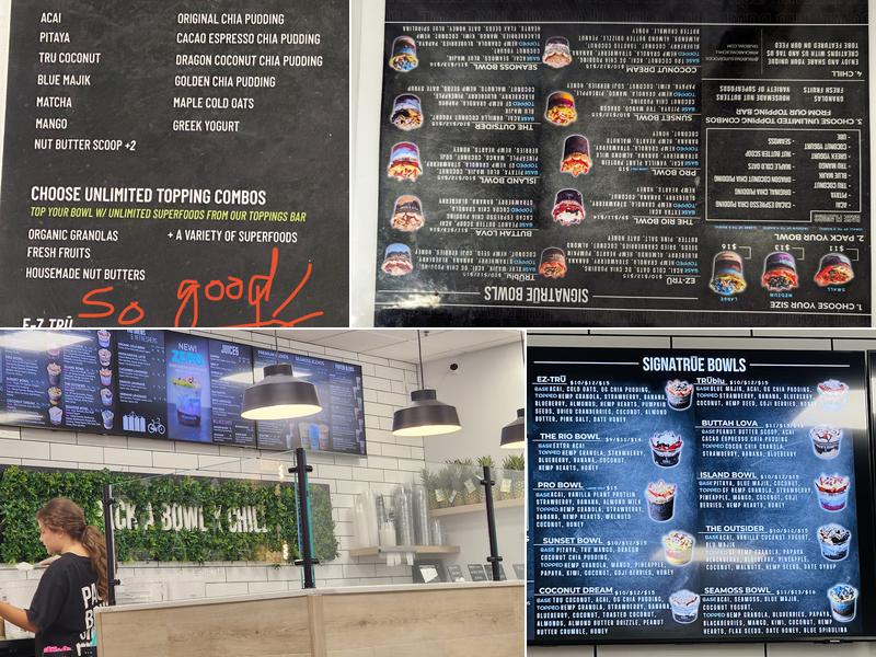 Tru Bowl Superfood Bar Menu