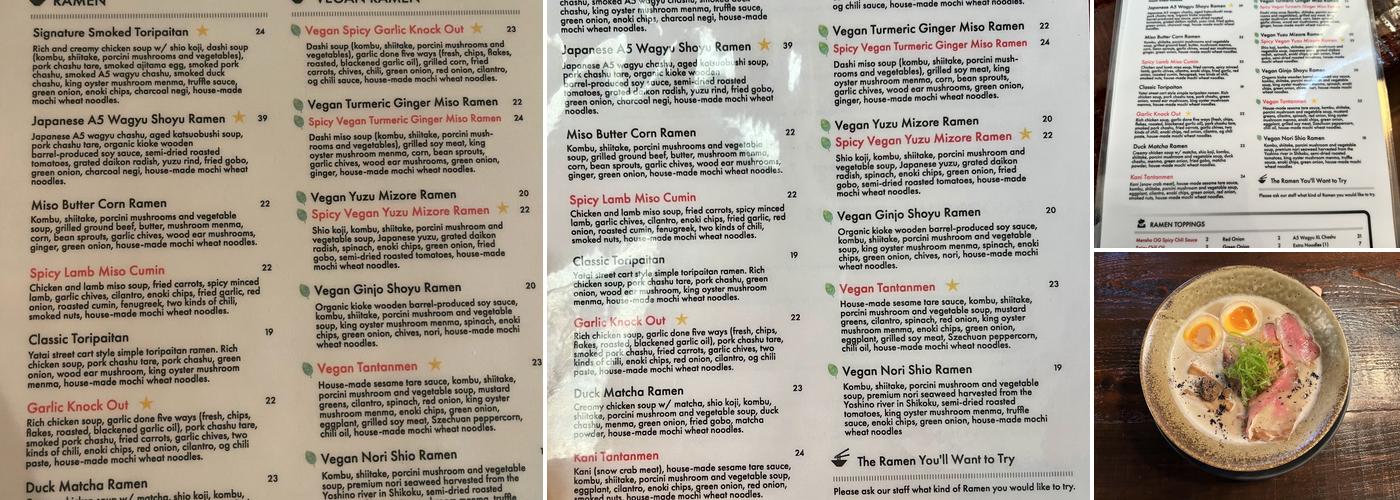 MENSHO Menu