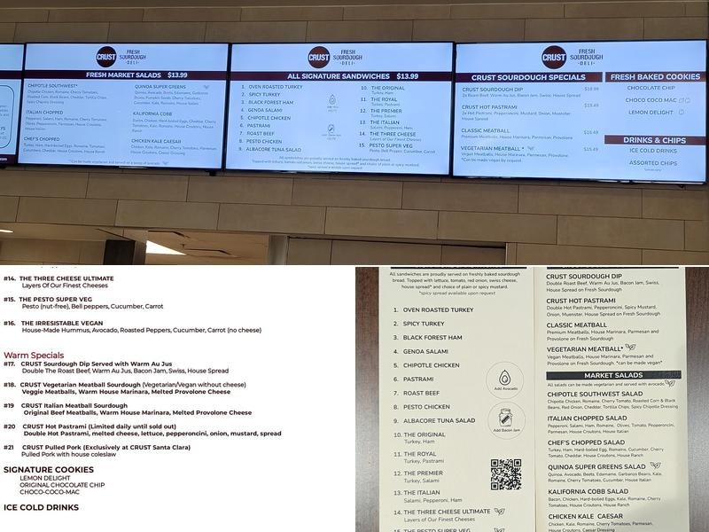CRUST Sourdough Deli (Palo Alto Square) Menu