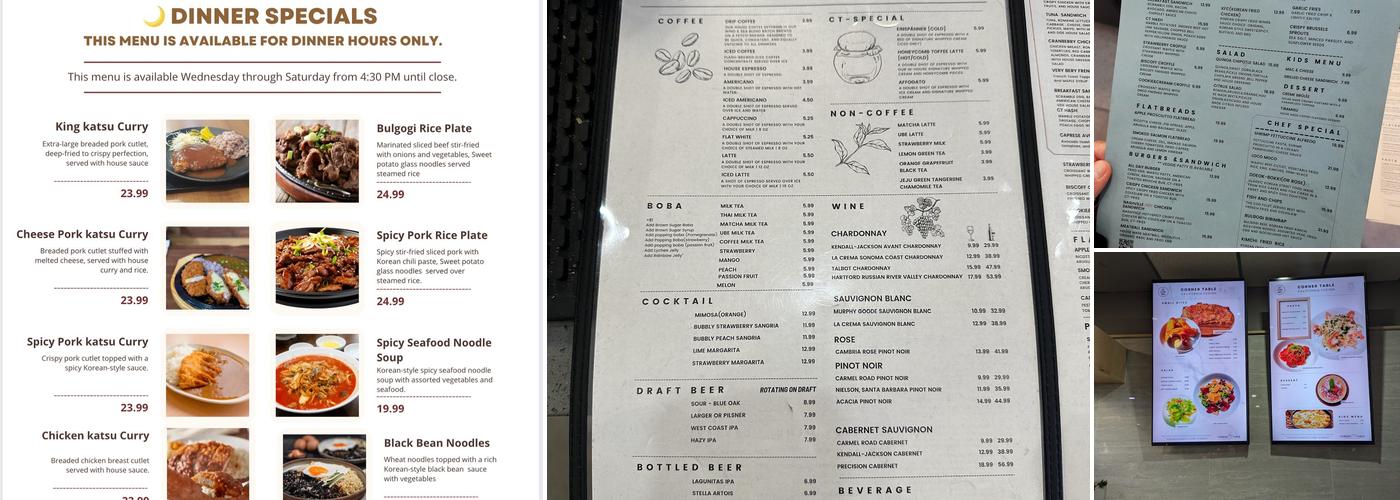 CORNER TABLE Menu