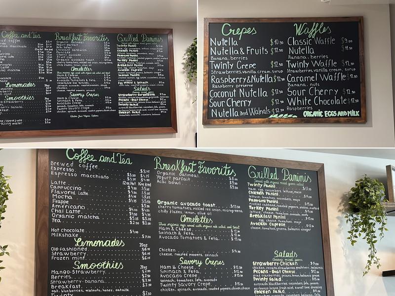 Twinty Cafe Menu