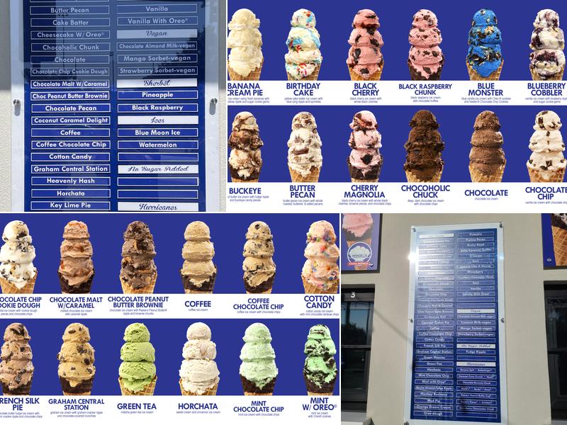 Handel's Ice Cream Menu