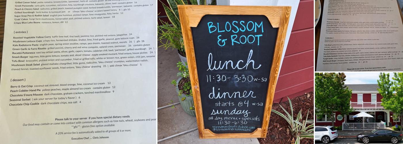Blossom and Root Kitchen Menu