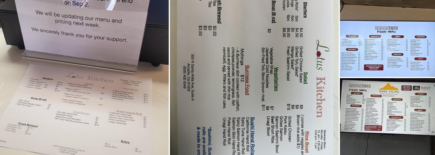 Lotus Kitchen- Menu
