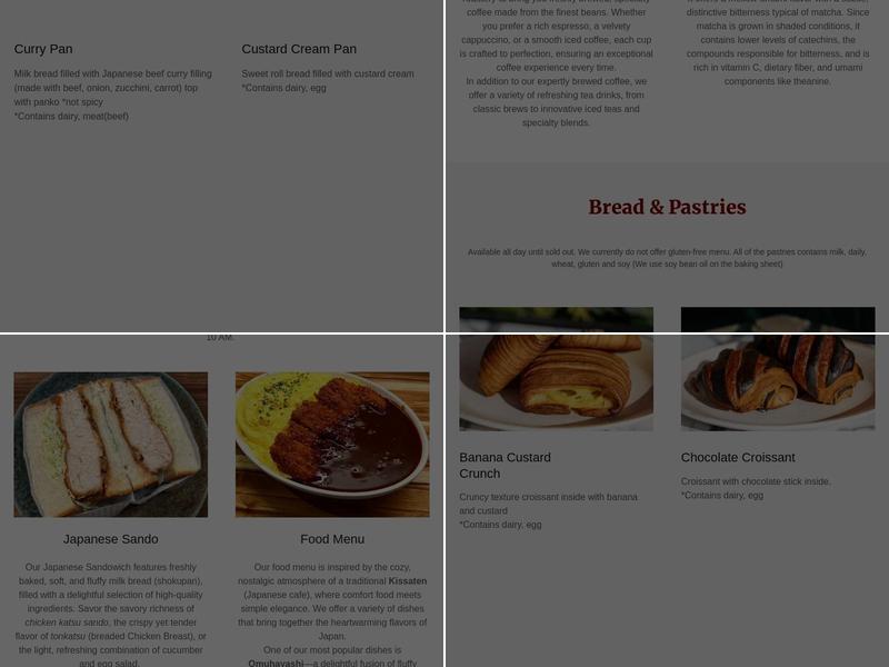 ASA Bakery Menu