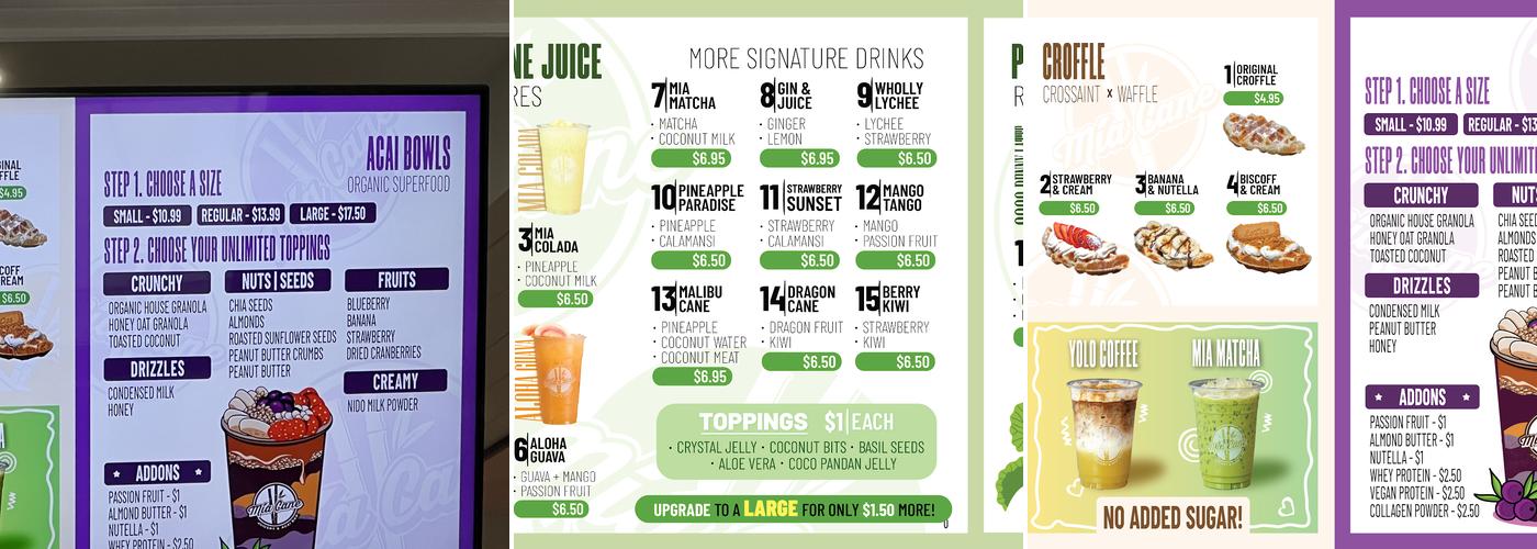 Mía Cane Juicery and Açaí Bar Menu