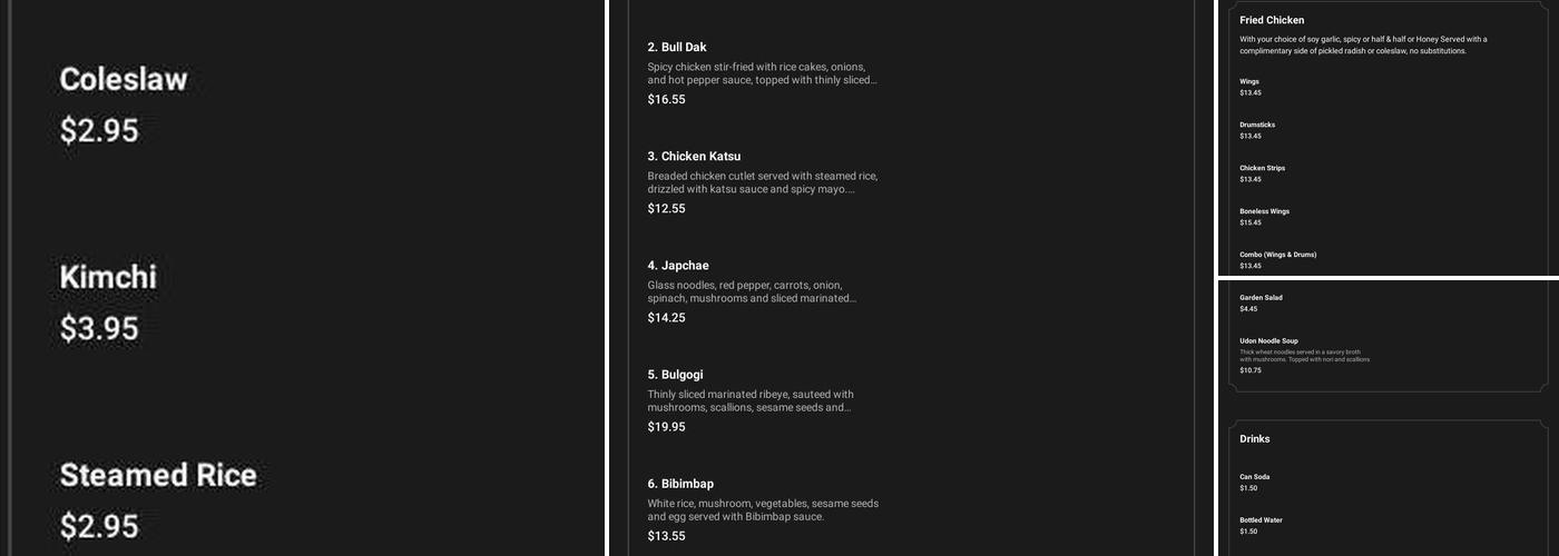 Fried Wings House Menu