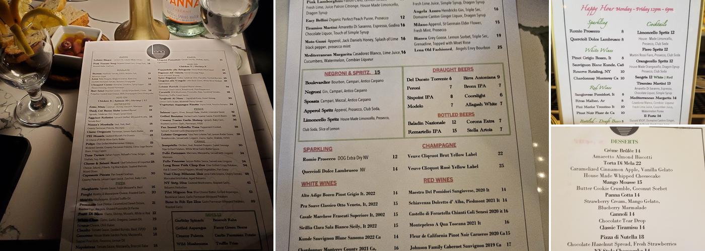 Lena Trattoria Menu