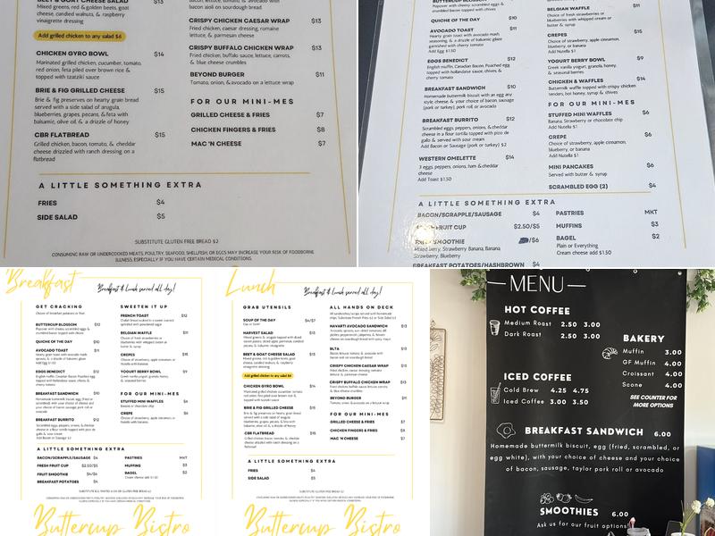 Buttercup Bistro Menu