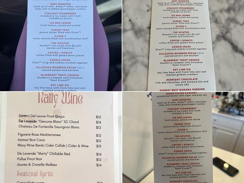 Mayday Ice Cream Town Center Menu