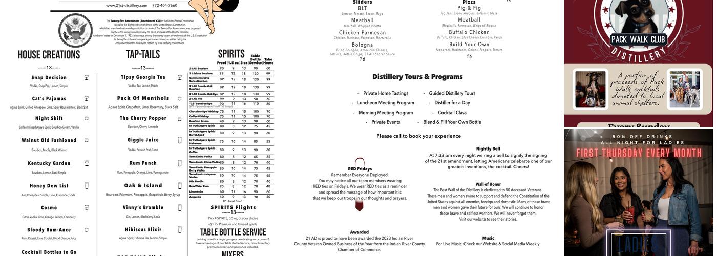 21st Amendment Distillery Menu