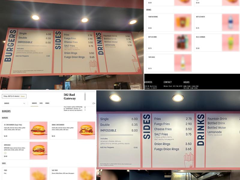 SALT burgers + fries Menu