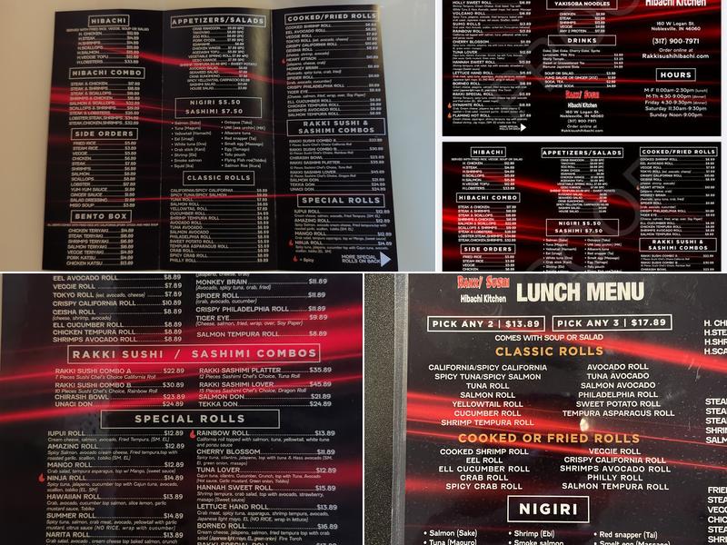 Rakki Sushi Hibachi Kitchen Menu