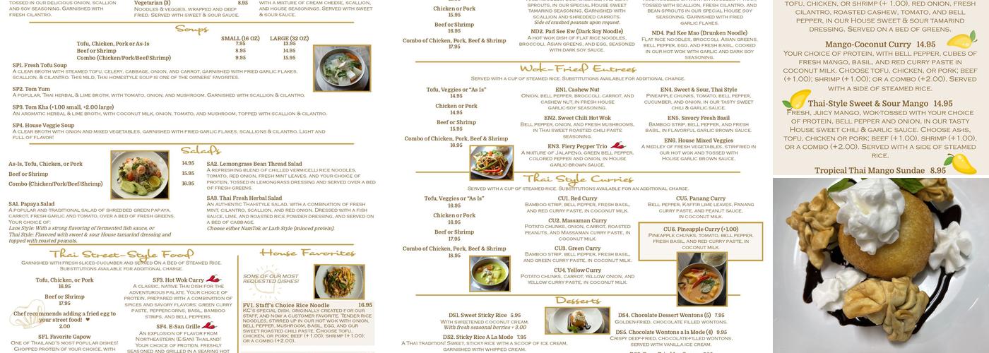 Thai Table Restaurant Menu
