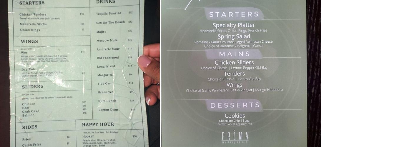 Prima DC Menu