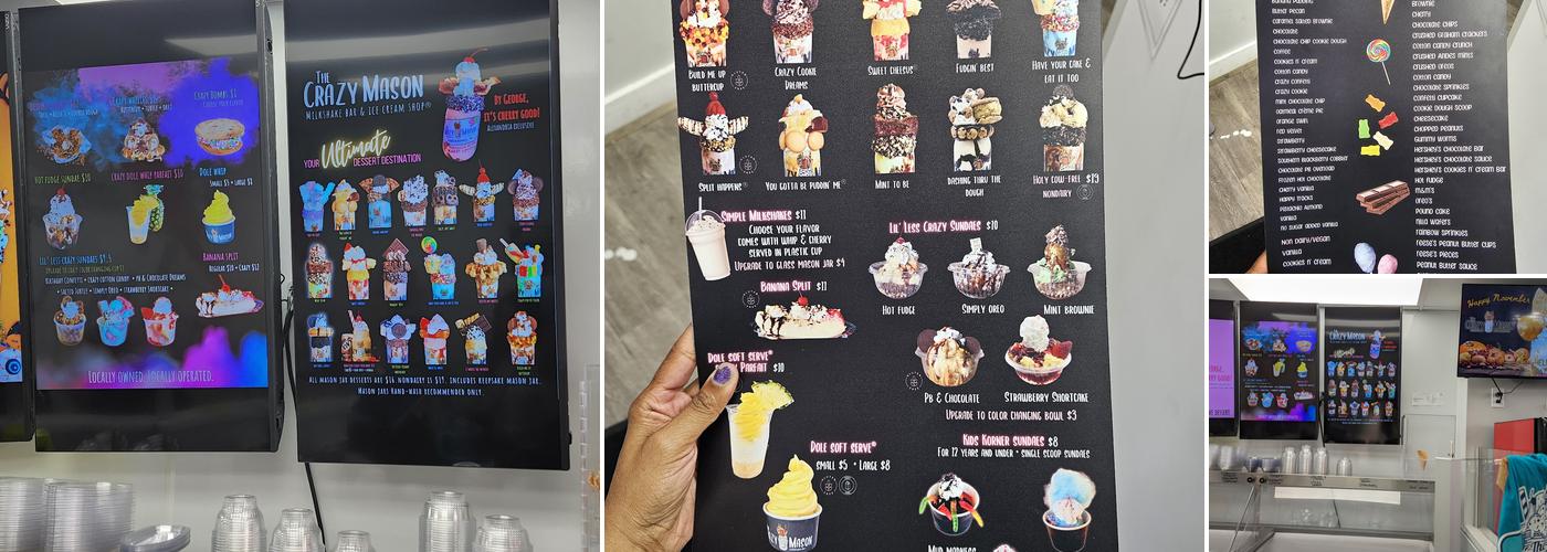 The Crazy Mason Milkshake Bar Old Town Alexandria Menu