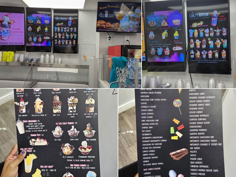 The Crazy Mason Milkshake Bar Old Town Alexandria Menu