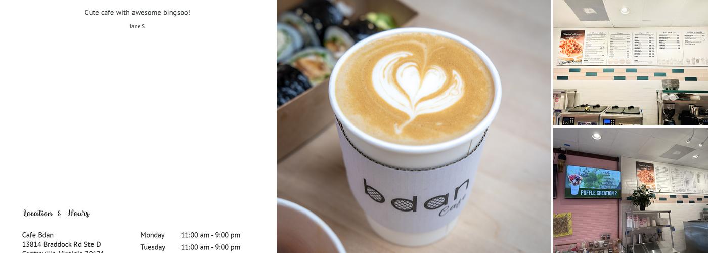 Cafe Bdan Menu