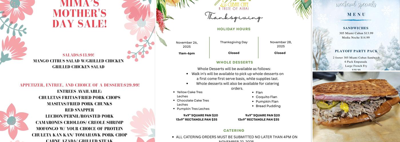 Mima's Cuban Cafe Menu