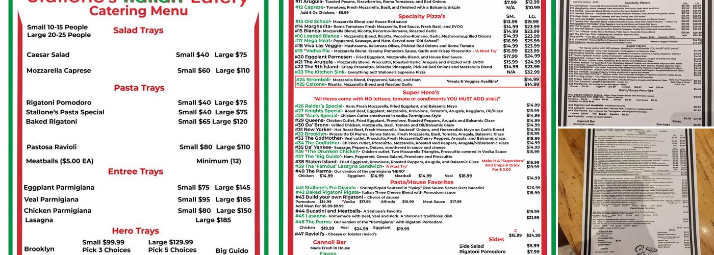 Stallone’s Italian Eatery Santa Fe Station Casino Menu