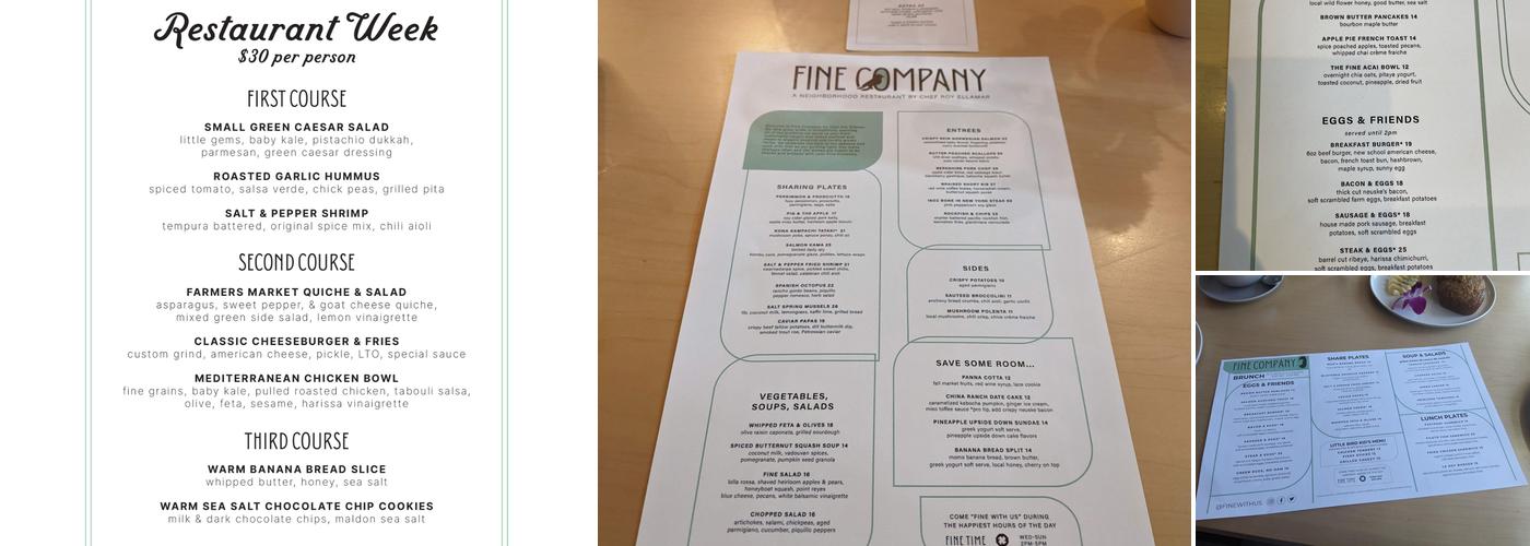 Fine Company Menu