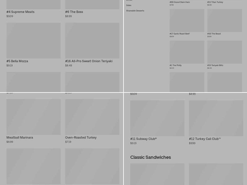 Subway Menu