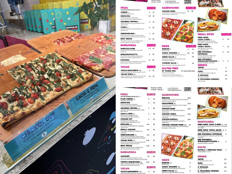 Unregular Pizza Menu