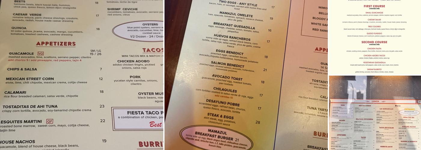 Mamazul Mexican Grill Menu