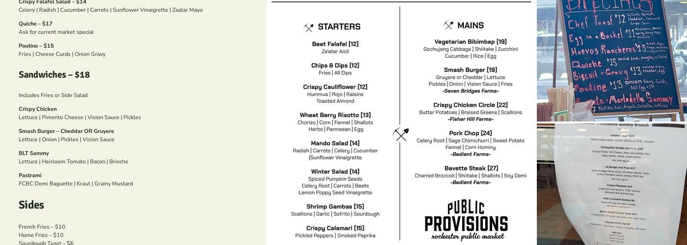 Public Provisions Menu