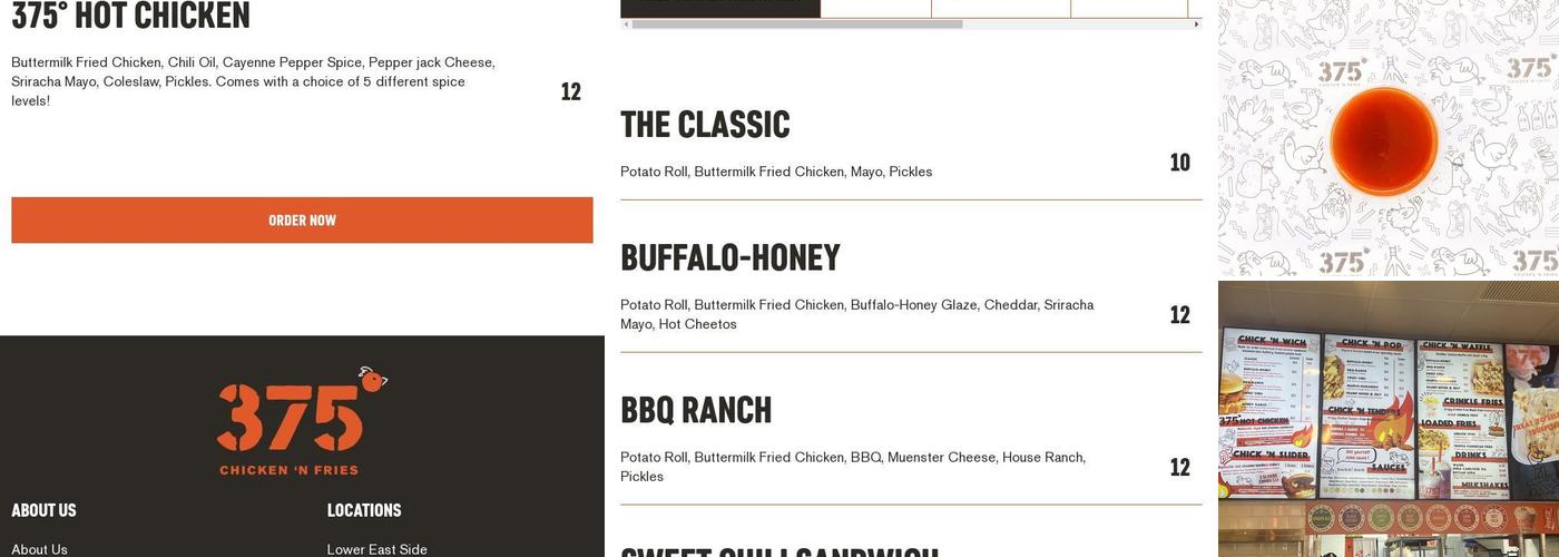 375º Chicken 'n Fries Menu