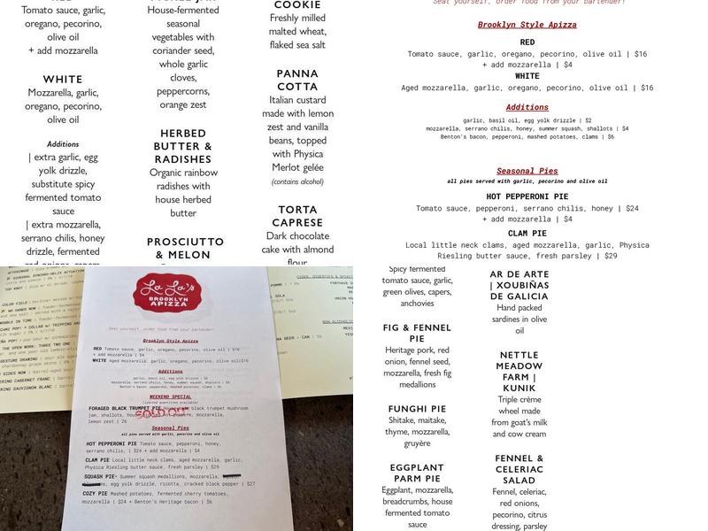 Lala’s Brooklyn Apizza Menu