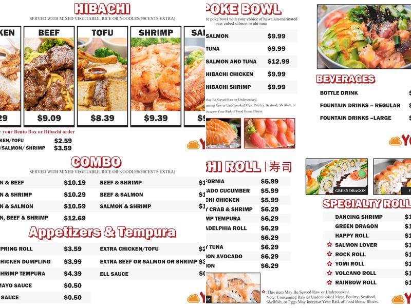 YOMI JAPANESE HIBACHI & SUSHI Menu