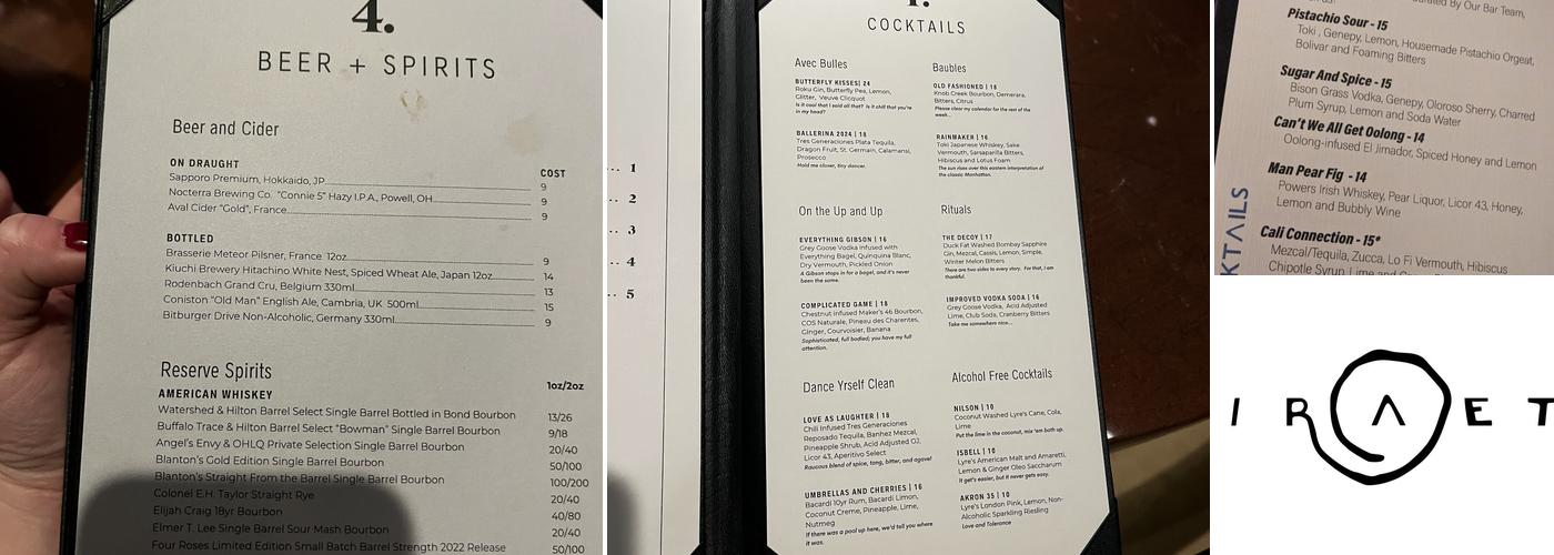 Hiraeth Menu