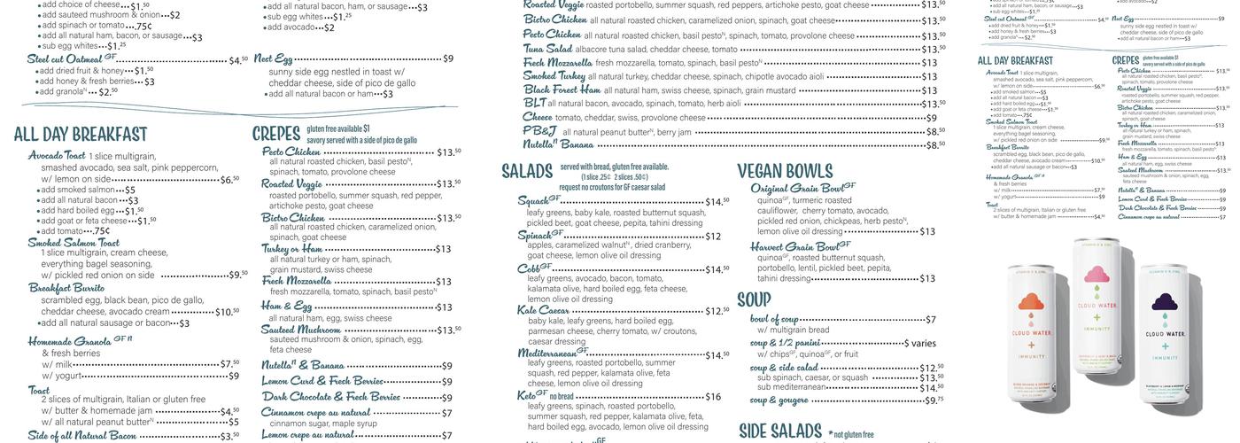 Luna Bakery & Cafe Menu