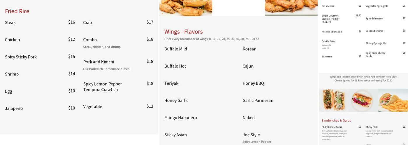 Wing Chow Menu