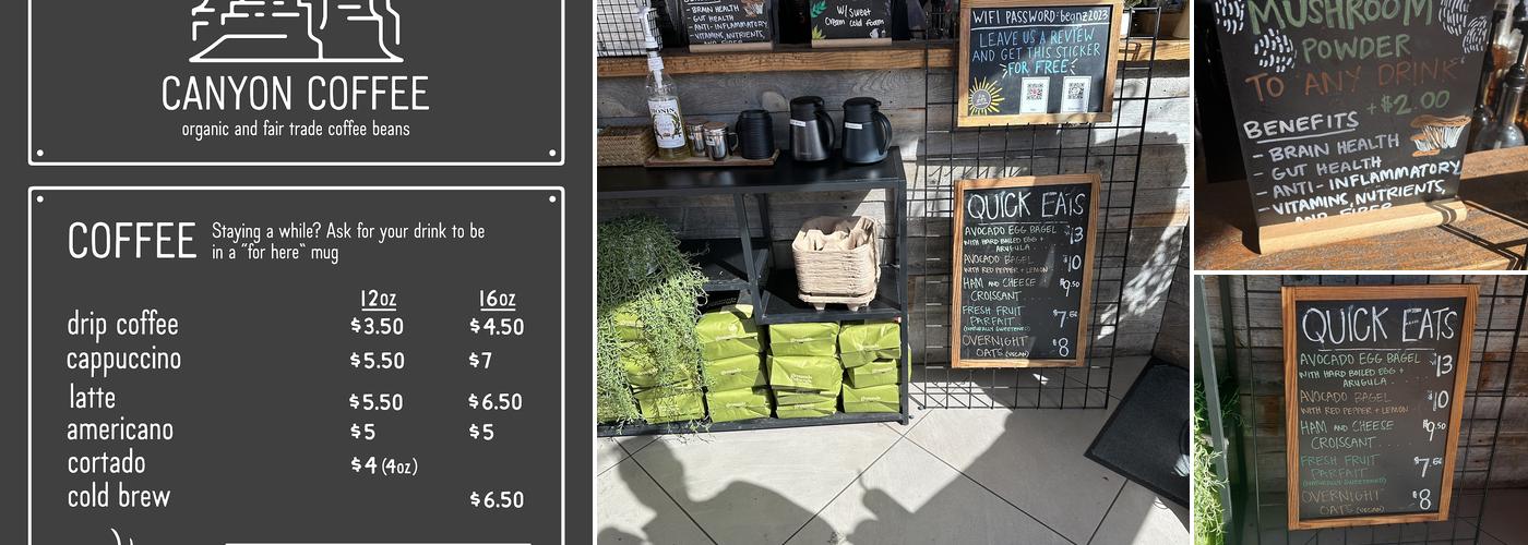 Canyon Coffee Menu