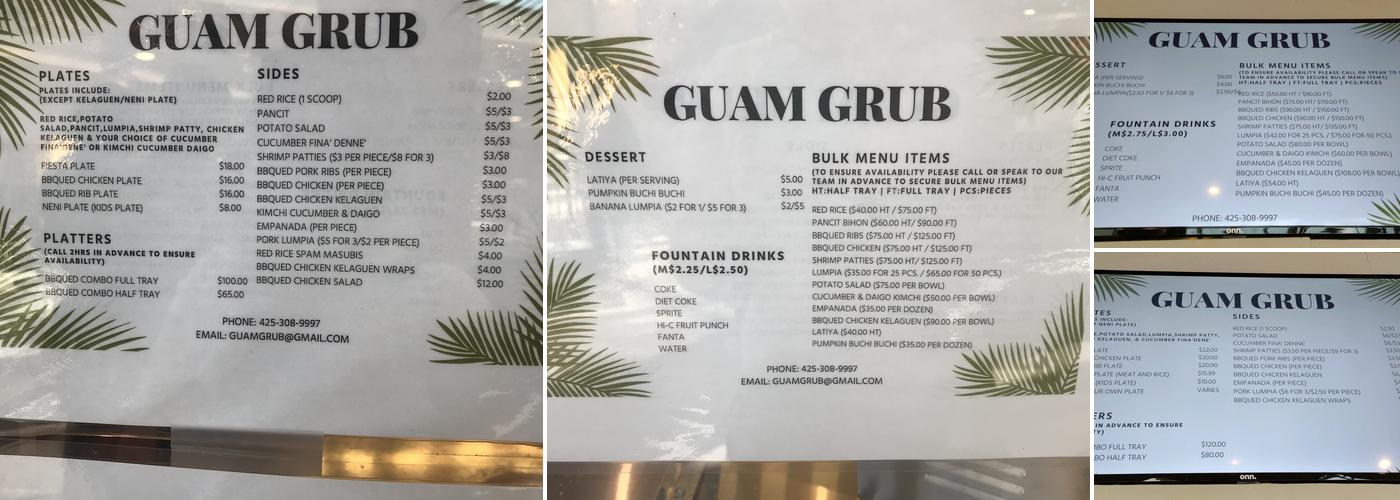 Guam Grub Menu
