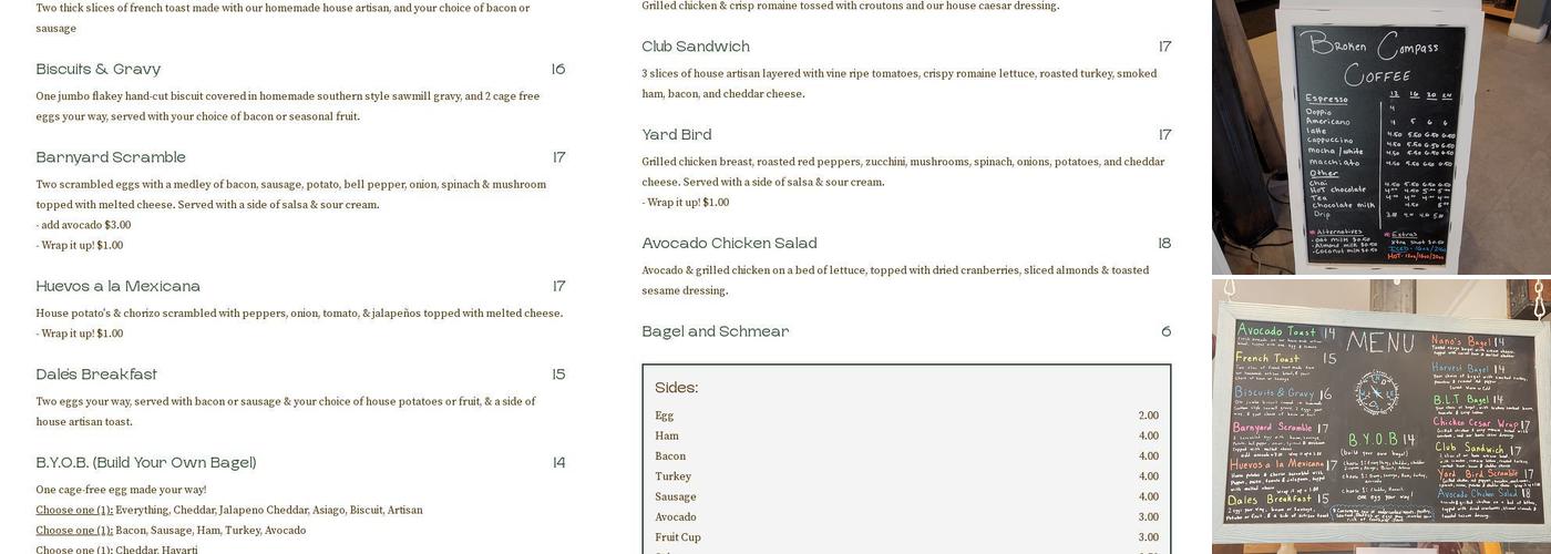 Compass Cafe Menu