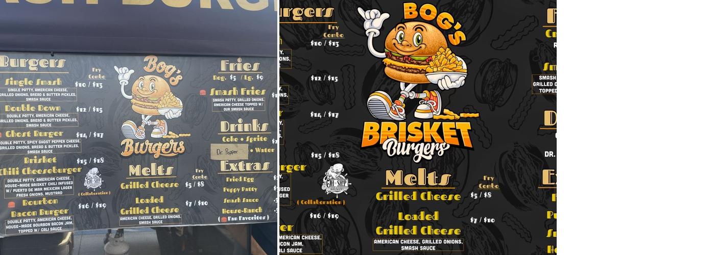 Bog’s Brisket Burgers Menu