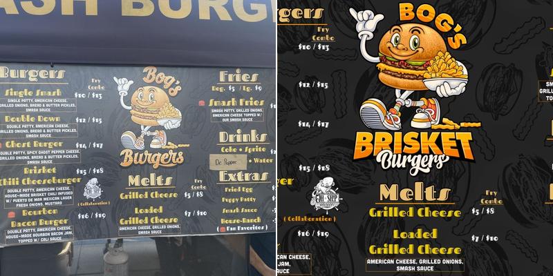 Bog’s Brisket Burgers Menu