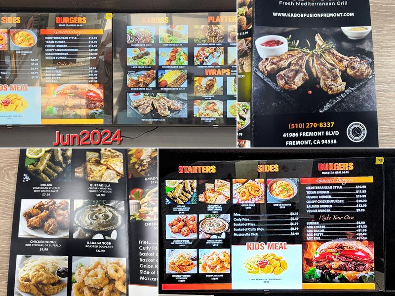 Kabob Fusion Menu