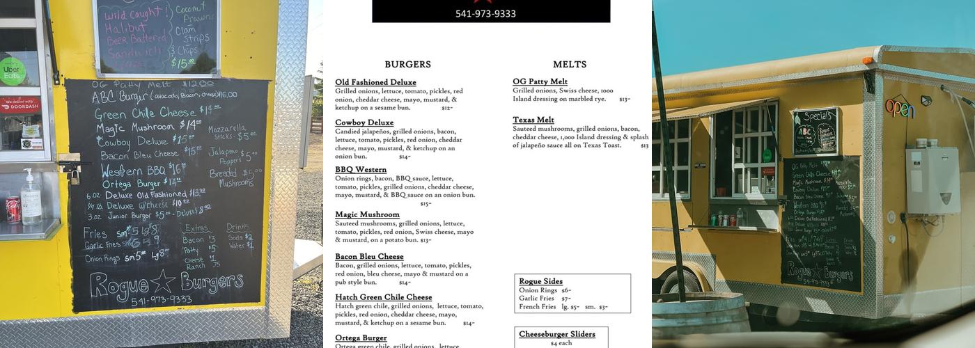 Rogue Burgers Menu