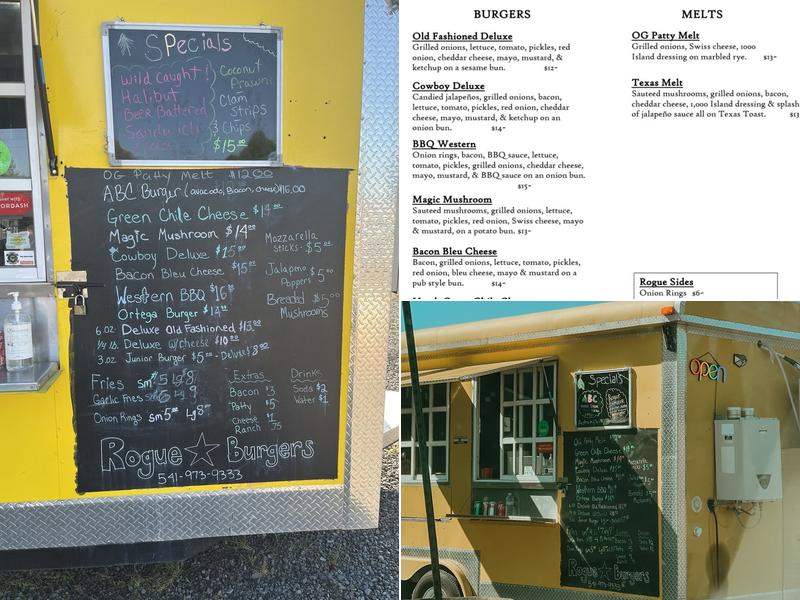 Rogue Burgers Menu