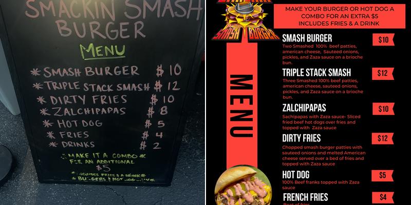 SMACKIN' SMASH BURGER Menu