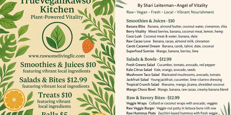 TrueVeganRawsomeKitchen Menu
