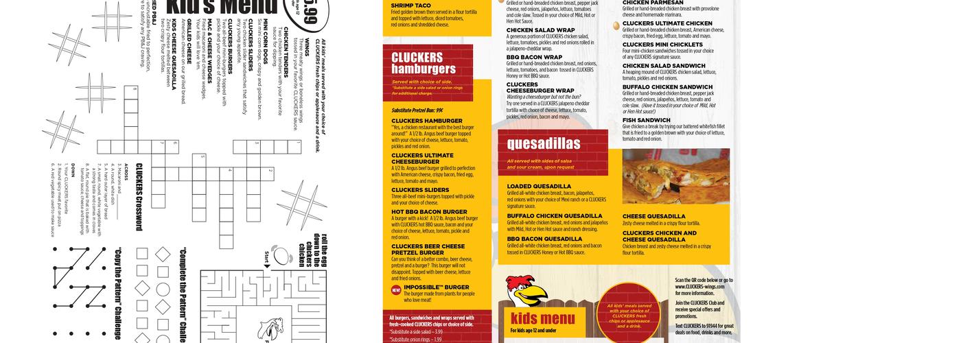 Cluckers Menu