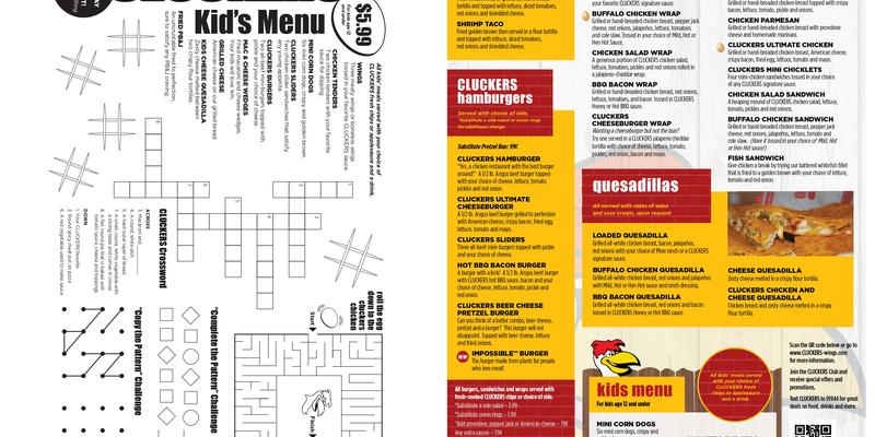Cluckers Menu